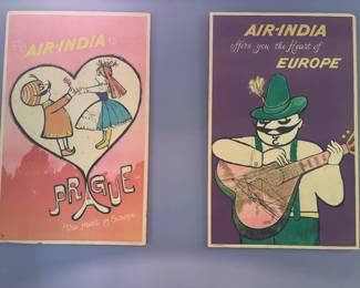 Vintage Air India posters on foam core