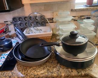 Nice collection of cookware, glass storage containers