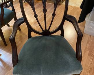 Set of four Hemplewhite style shield back armchairs