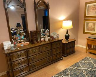 Retro double dresser and matching nightstand