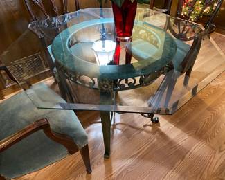 Metal , marble & glass table