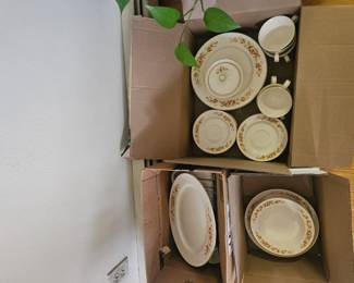 dining room, Box 2 of 3,1960's, Bone China, Pattern:  :Golden Glory" by Royal Kent in Staffordshire, England