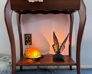 Tiffany-style turtle & butterfly lamps