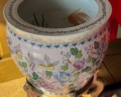 Vintage Koi Pot with stand, last minute addition