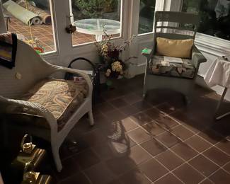 More indoor wicker pieces , lanterns , florals …