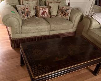 Henredon solid wood , with Asian flair coffee table from the 70’s..

Down filled custom sofas … 