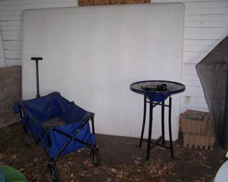 YARD CART & BIRD BATH
