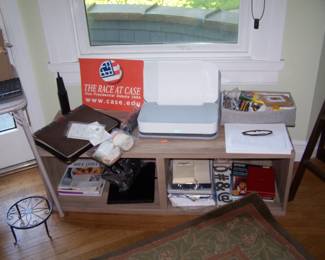 PRINTER & MISC. ON STORAGE CABINET