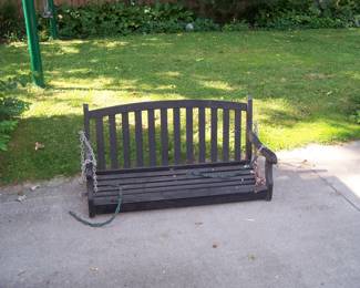 BLACK-PAINTED PORCH SWING