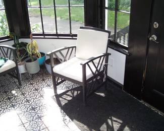 BLACK-PAINTED ARMCHAIR