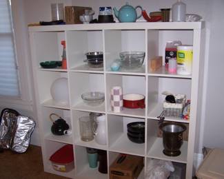 WHITE STORAGE CUBBY & KITCHEN MISC.