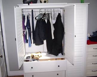 WHITE ARMOIRE & CLOTHING