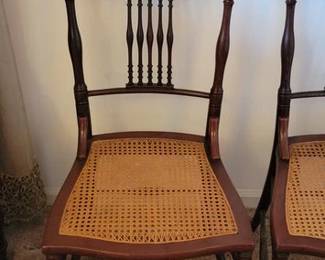 Pair of antique cane seat chairs
