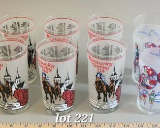 Collection of Kentucky Derby commemorative glasses