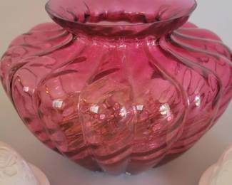 Cranberry glass vase