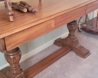 Trestle style library table with single drawer