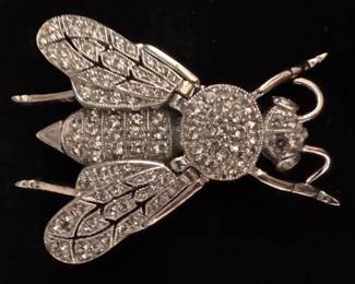 Sterling silver fly brooch