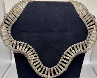 Vintage rhinestone collar necklace by Kramer of New York
