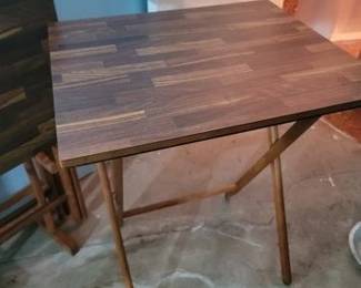 Set of 4 Scheibe MCM TV trays and holder