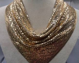 Vintage mesh Whiting and Davis bib necklace