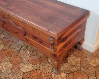 Vintage cedar chest with key