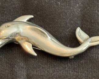 Sterling silver dolphin pin