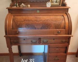 Antique Eastlake roll top desk
