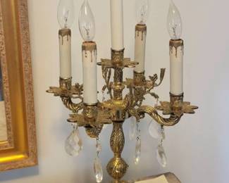 French style 5 light candelabra brass based lamp