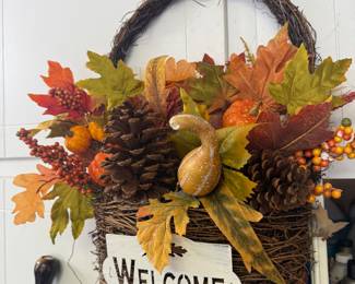 welcome door basket, fall decor 15.00