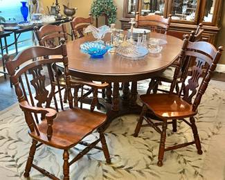 Vintage Tell City table with six chairs and two extensions
