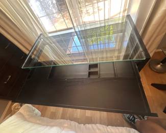 Glass top desk (drawer open view)