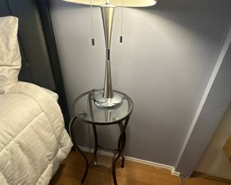 Glass side table & lamp