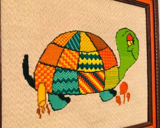 Cross Stitched Groovy Turtle