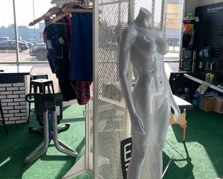 Rolling clothing display stand and mannequin