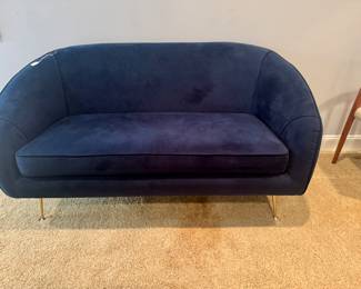 West Elm Blue Velvet Couch