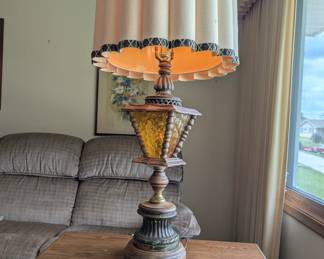 Vintage Amber Glass Lamp
