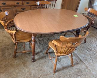 Vintage Young Republic Solid Hard Rock Maple dining set.  Includes 6 chairs, 3 leaves.