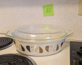 Vintage Pyrex Golden Hearts Casserole Dish with lid