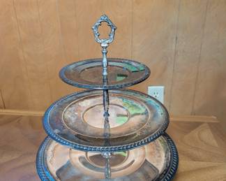 Three Tiered Silver Serving Stand