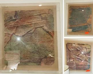 Stone decor sealed in lucite frame (5 pieces)