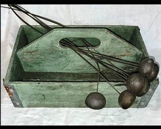 Old Wooden Caddy with Metal Wind Chime Bells