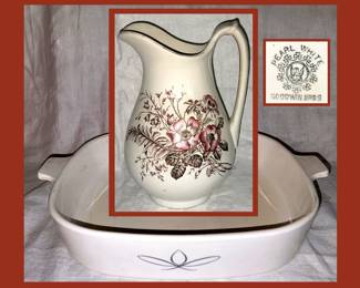 Vintage Corningware Baking Dish and Goodwin Bros Pitcher