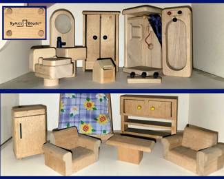 Cool Wooden Dollhouse Furniture; Couple Pcs Marked Ryan's Room