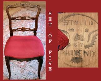 Set of 5 Vintage Chairs Marked Styled by Phoenix