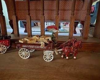Cast Iron toy horse drawn wagon