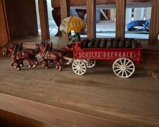 Schultz Beer and Ale Cast Iron Horse drawn wagon