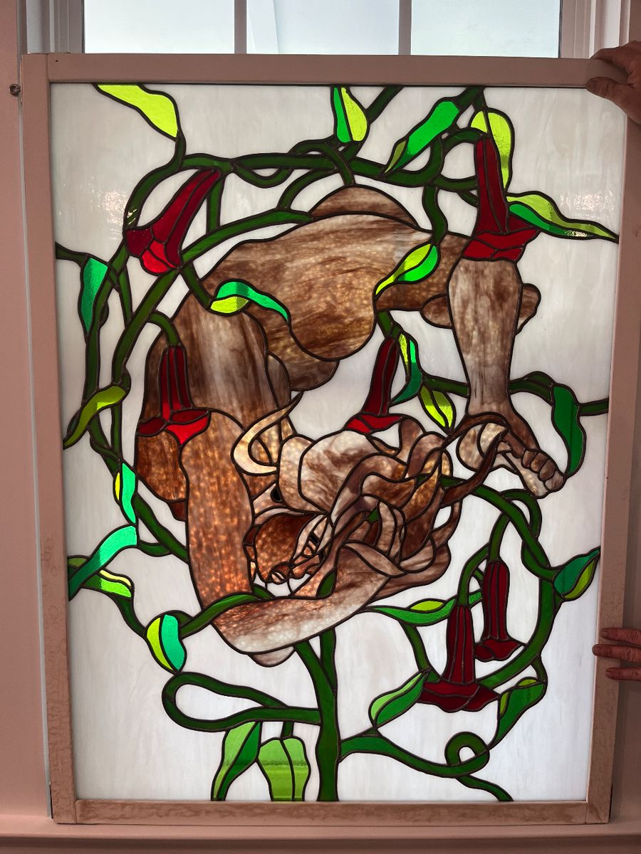 Breathtaking stained glass window. One of a kind original artwork. 