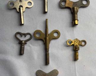 Vintage Antique Metal And Brass Clock Winding Keys