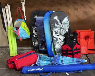 Beach Goods including Umbrella Holders And Umbrella