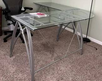 LShaped Glass Desk